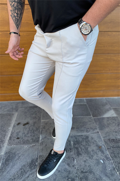 GRİ PAÇA FERMUARLI FULL LİKRALI PANTALON