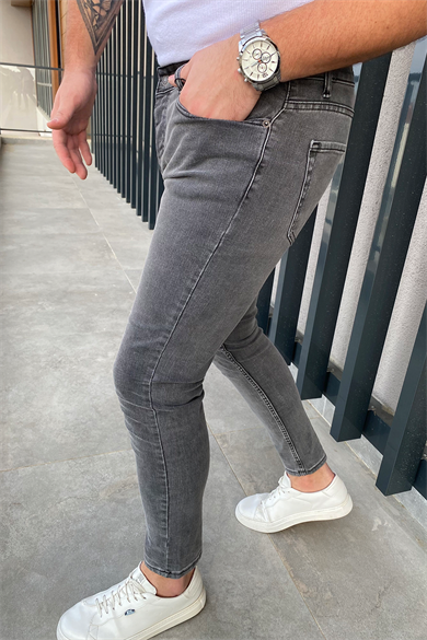 GRİ SLİM-FİT KOT PANTALON