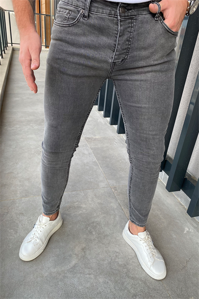GRİ SLİM-FİT KOT PANTALON