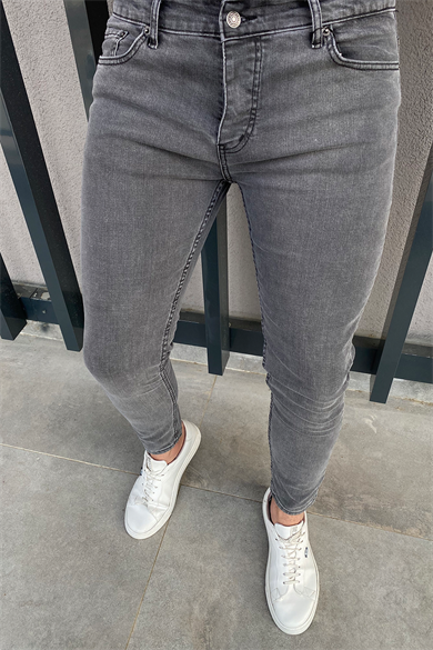 GRİ SLİM-FİT KOT PANTALON