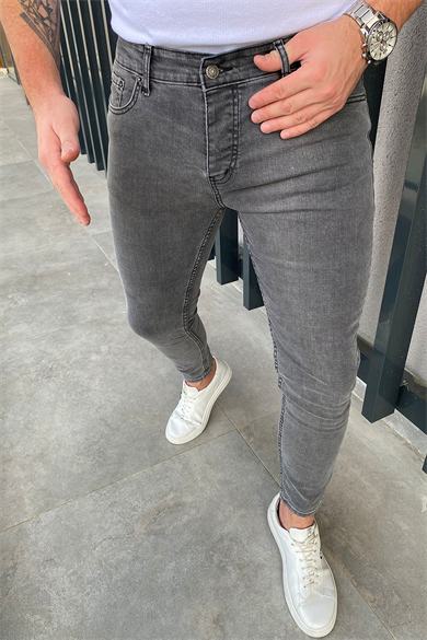GRİ SLİM-FİT KOT PANTALON