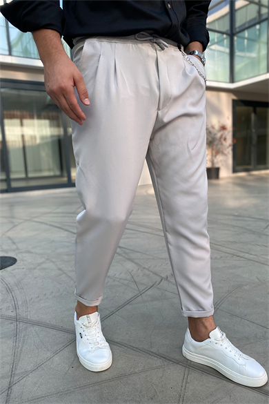 GRİ ZİNCİR DETAYLI RAHAT KALIP PANTALON