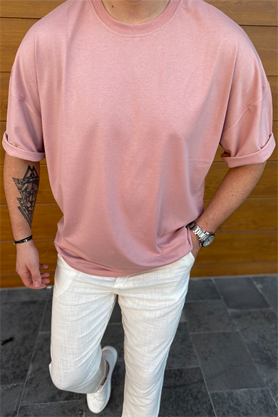 GÜL KURUSU OVERSIZE BASIC T-SHİRT
