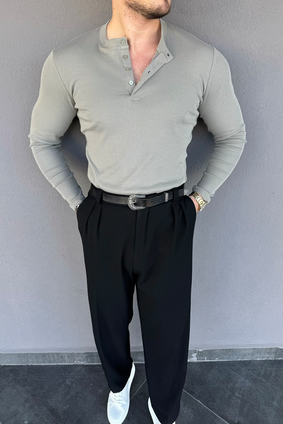 HAKİ 4 DÜĞMELİ SIFIR YAKA TRİKO