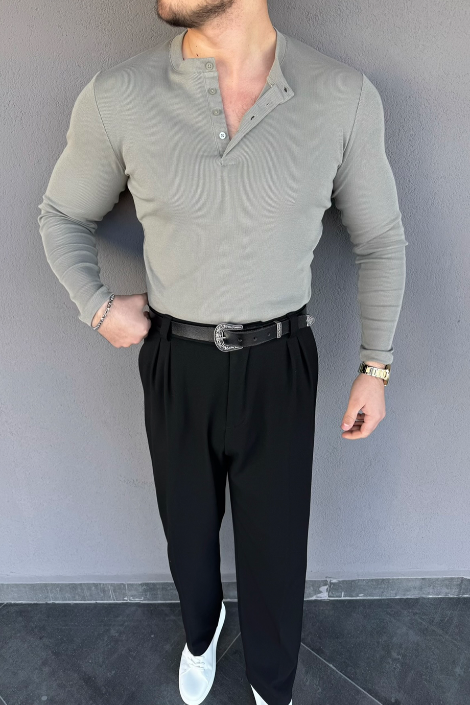 HAKİ 4 DÜĞMELİ SIFIR YAKA TRİKO