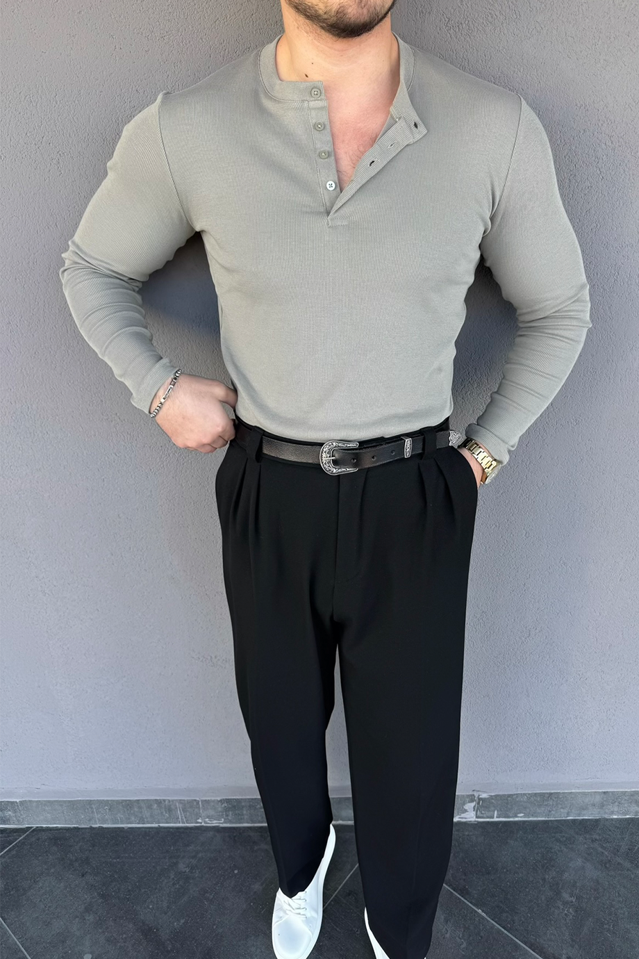 HAKİ 4 DÜĞMELİ SIFIR YAKA TRİKO