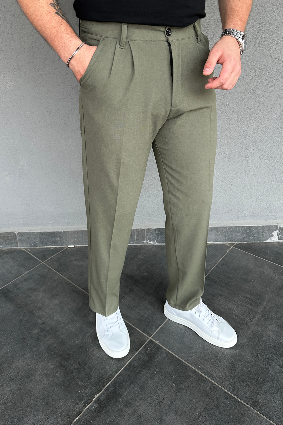 HAKİ BAGGY KUMAŞ PANTALON