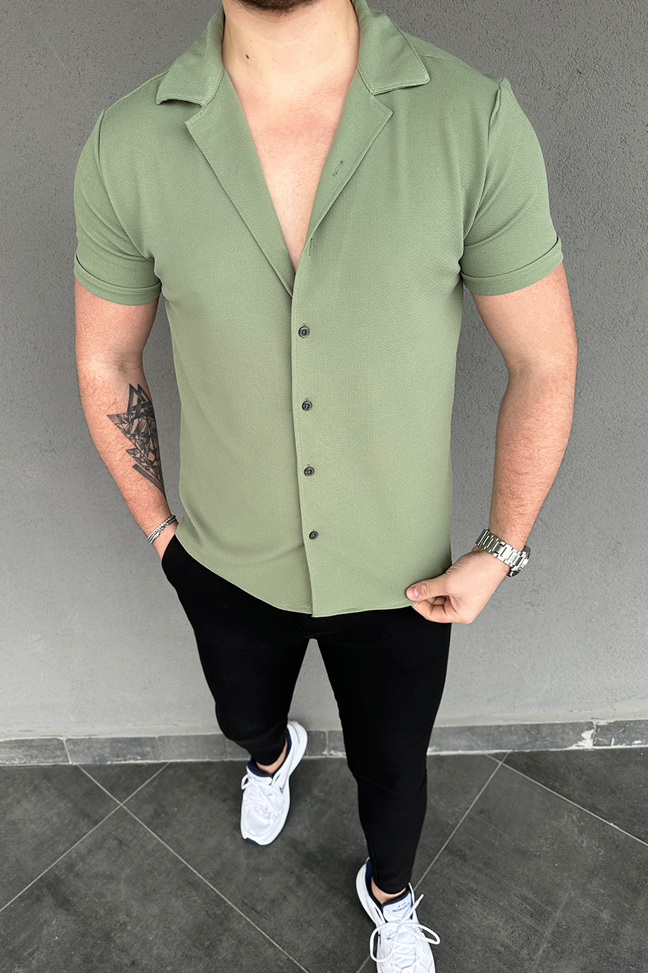 HAKİ KISA KOLLU GÖMLEK