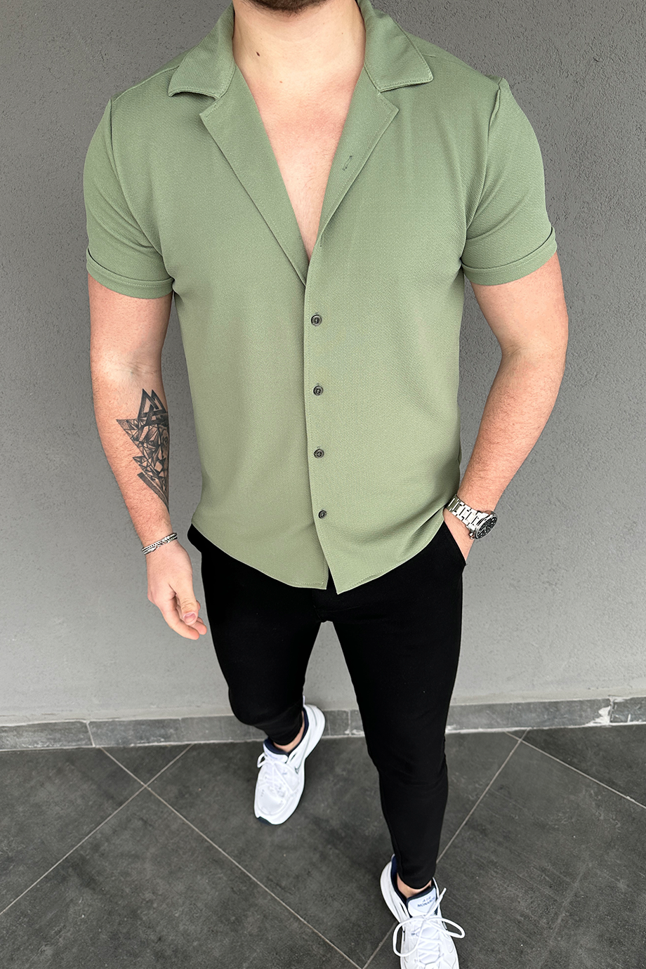 HAKİ KISA KOLLU GÖMLEK