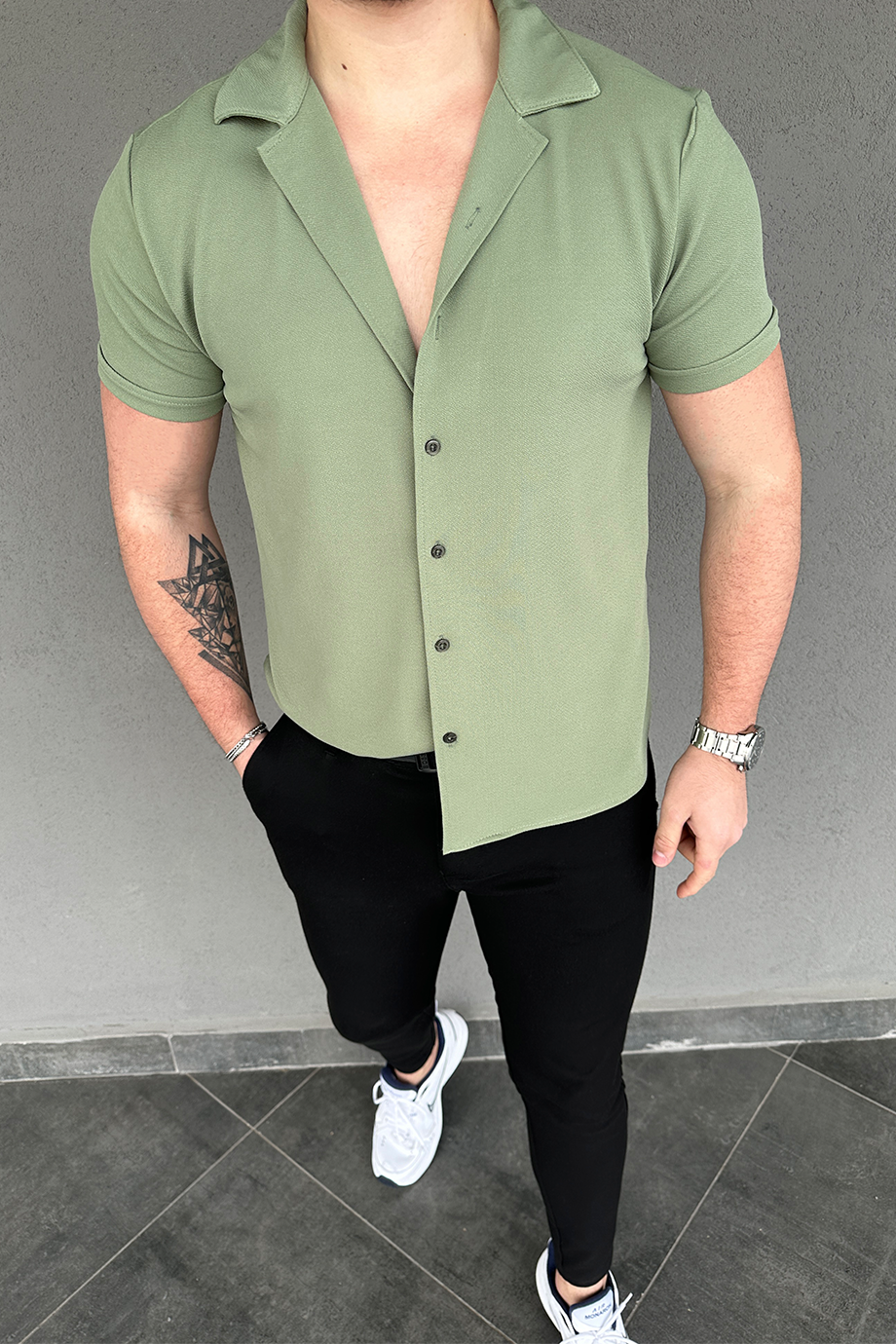 HAKİ KISA KOLLU GÖMLEK