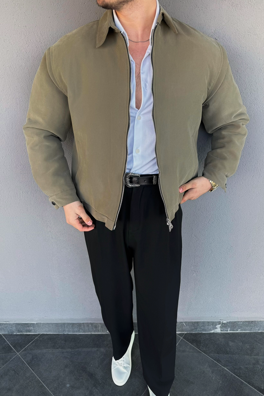 HAKİ MODAL KUMAŞ DOLUMLU MONT