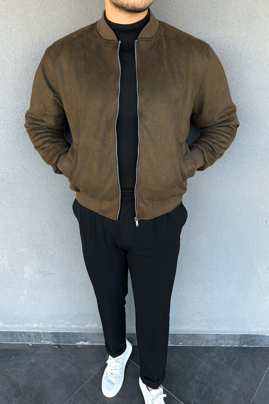 HAKİ NUBUK BOMBER CEKET