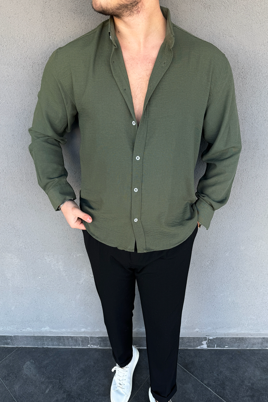 HAKİ OVERSIZE KALIP PREMİUM GÖMLEK