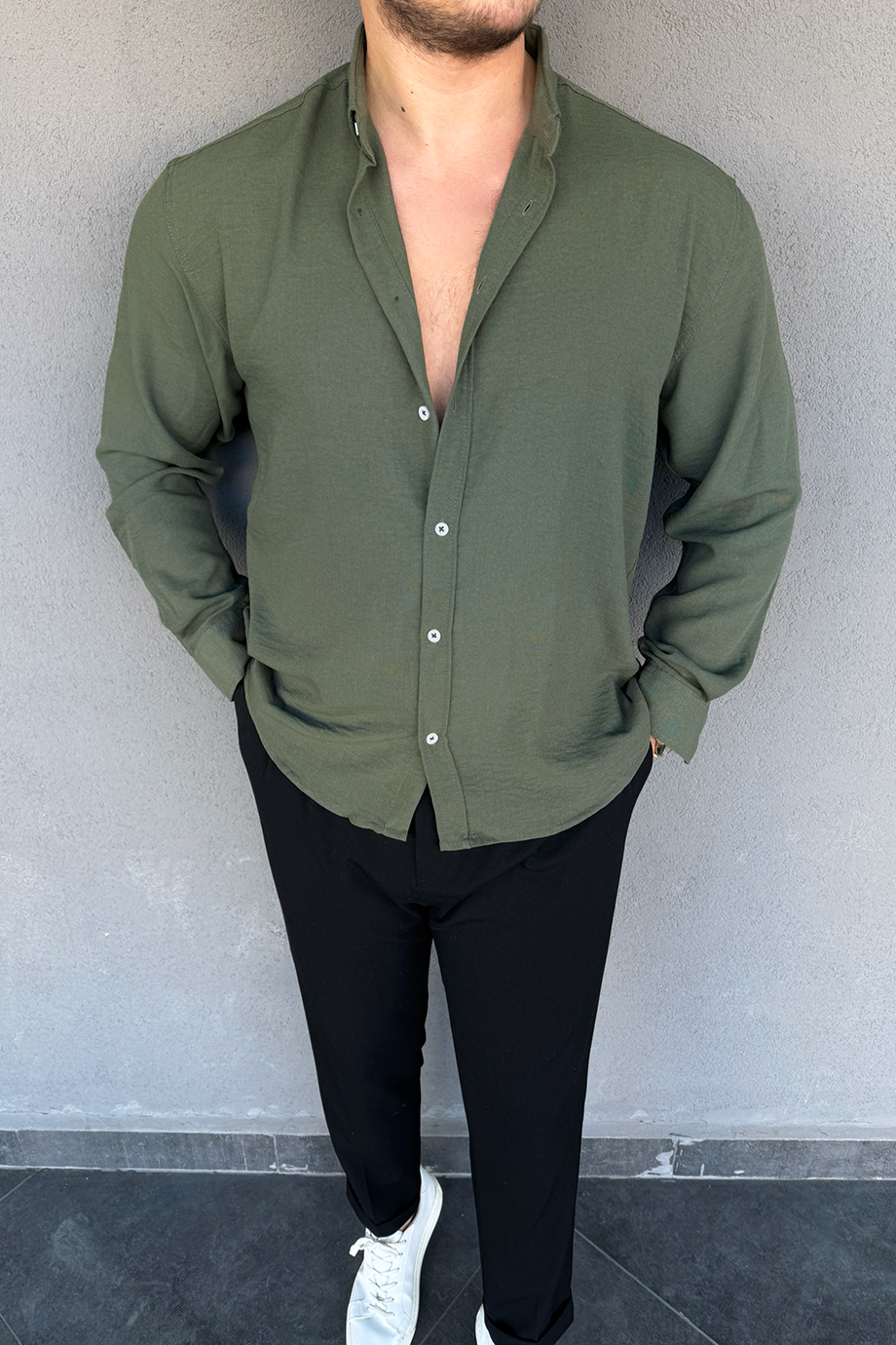 HAKİ OVERSIZE KALIP PREMİUM GÖMLEK