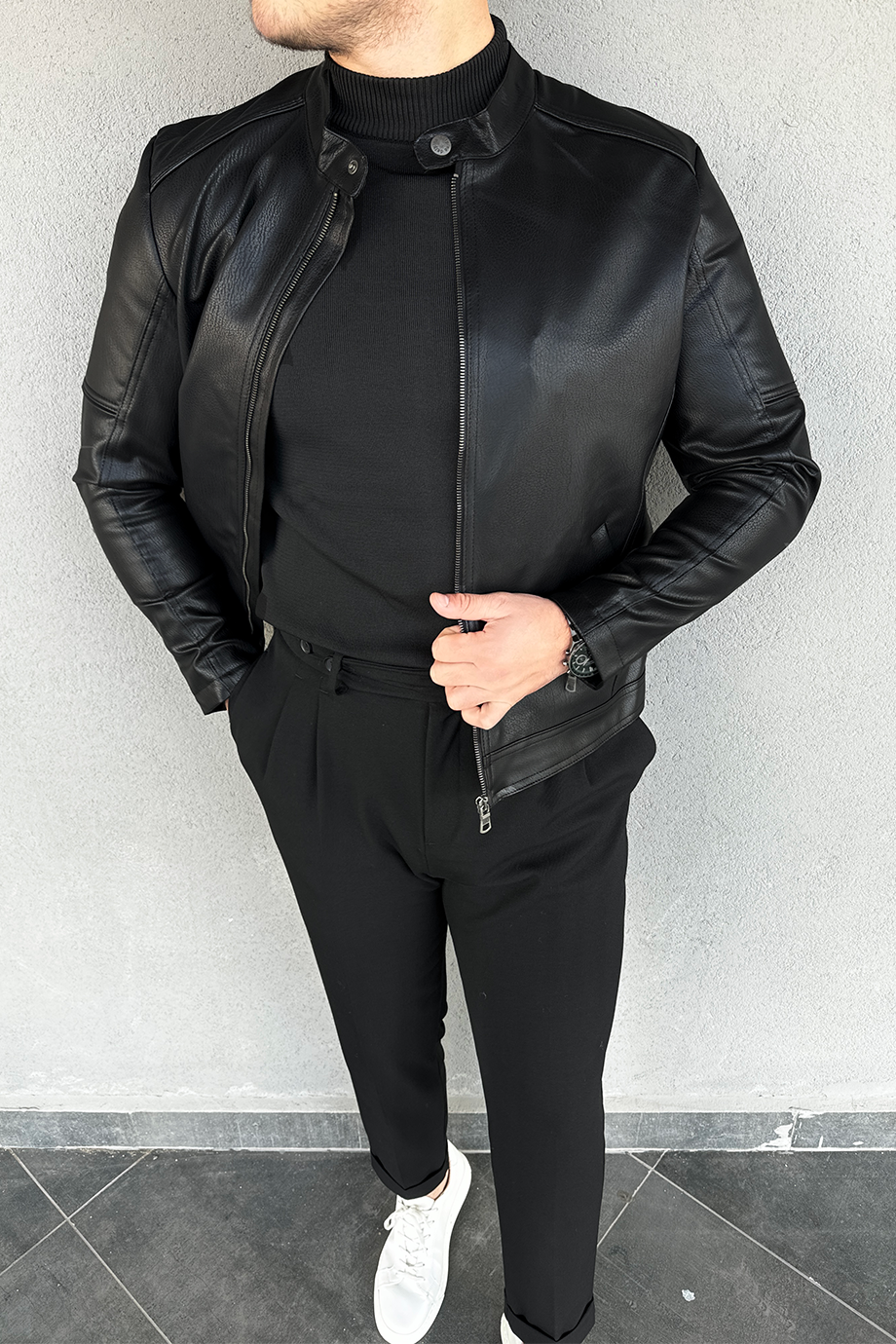 HAKİM YAKA İÇİ ASTARLI KLASİK DERİ CEKET