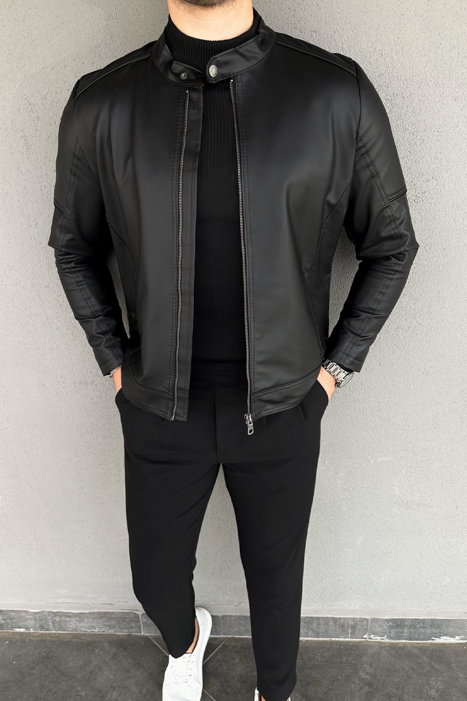 HAKİM YAKA KLASİK DERİ CEKET