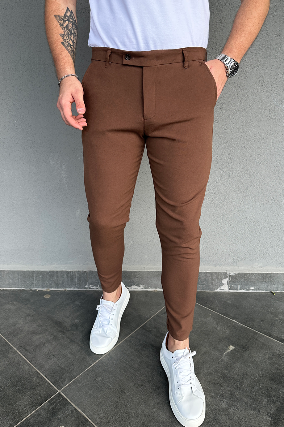 İTALYAN KESİM ACI KAHVE FULL LİKRALI KUMAŞ PANTALON