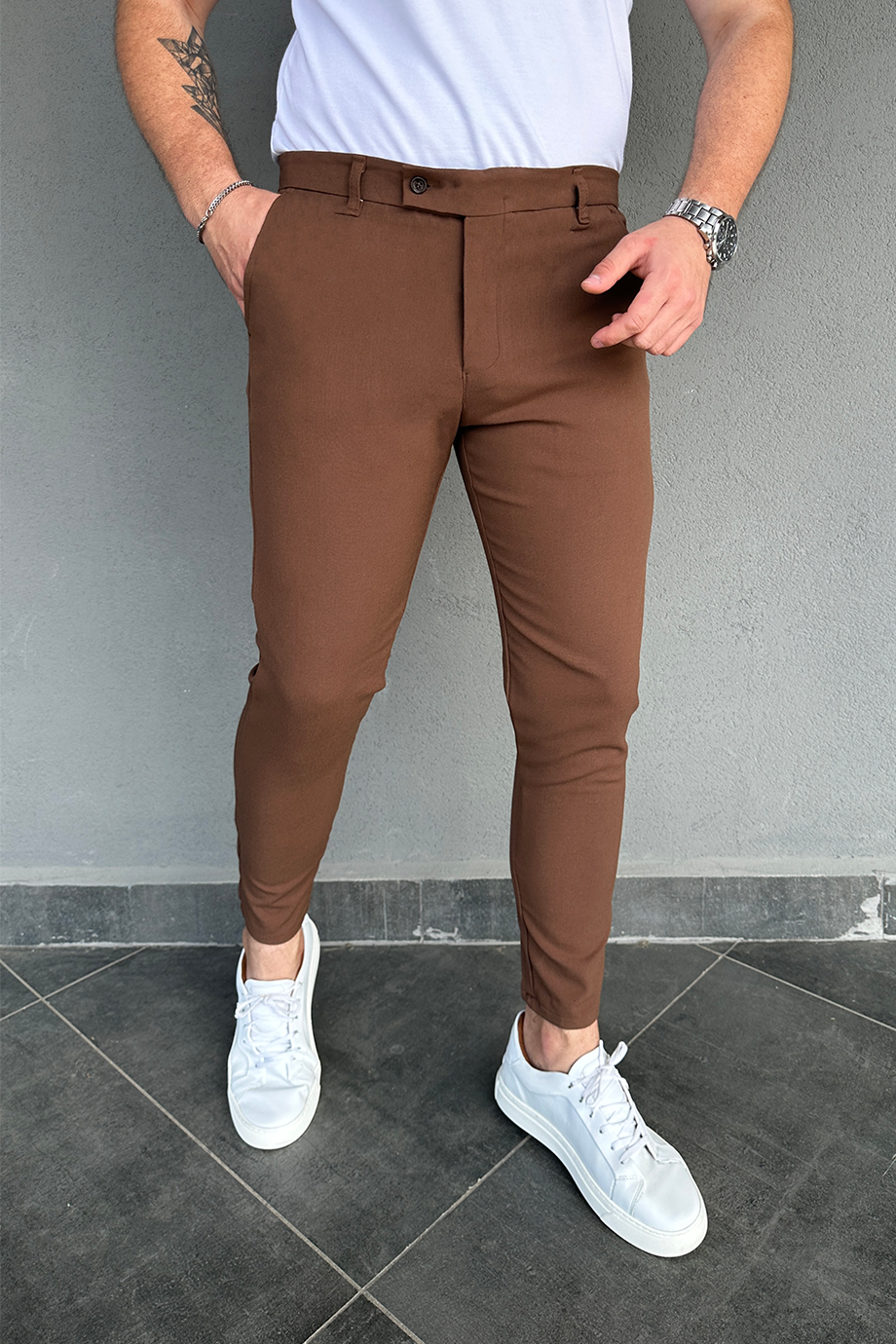 İTALYAN KESİM ACI KAHVE FULL LİKRALI KUMAŞ PANTALON