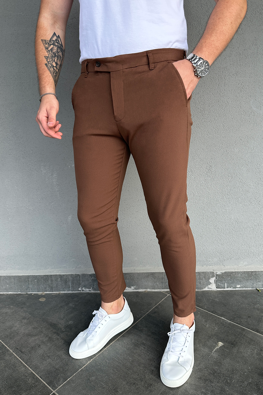 İTALYAN KESİM ACI KAHVE FULL LİKRALI KUMAŞ PANTALON