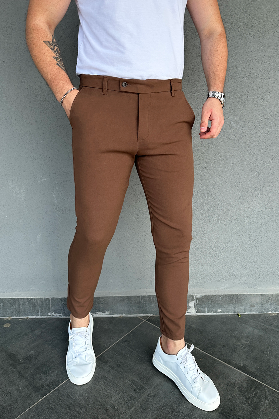 İTALYAN KESİM ACI KAHVE FULL LİKRALI KUMAŞ PANTALON
