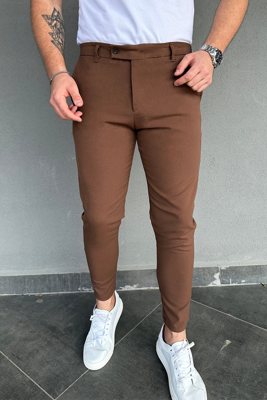 İTALYAN KESİM ACI KAHVE FULL LİKRALI KUMAŞ PANTALON
