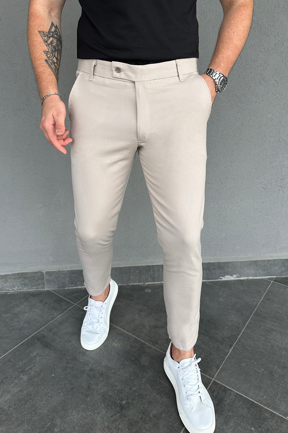 İTALYAN KESİM BEJ FULL LİKRALI KUMAŞ PANTALON