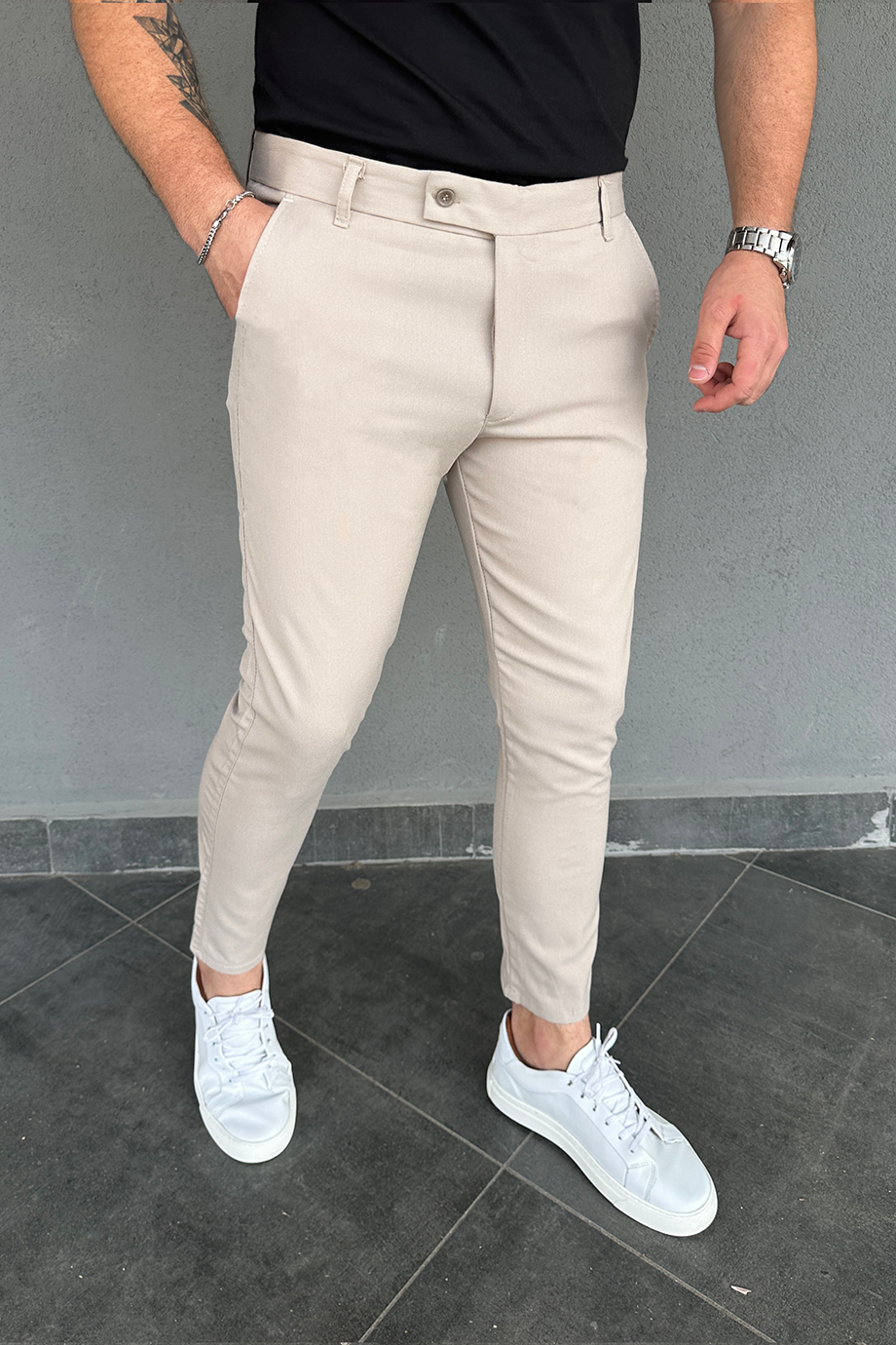 İTALYAN KESİM BEJ FULL LİKRALI KUMAŞ PANTALON