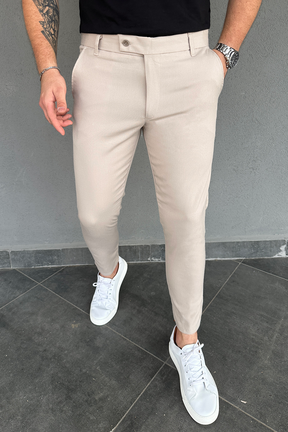 İTALYAN KESİM BEJ FULL LİKRALI KUMAŞ PANTALON