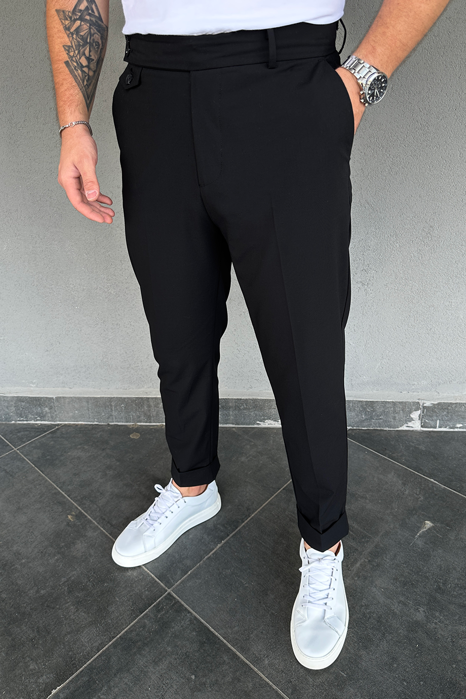 İTALYAN KESİM DOUBLE PAÇA PREMİUM SİYAH PANTALON