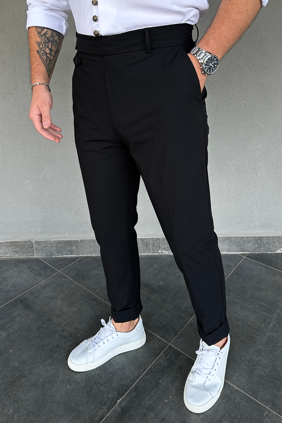 İTALYAN KESİM DOUBLE PAÇA PREMİUM SİYAH PANTALON