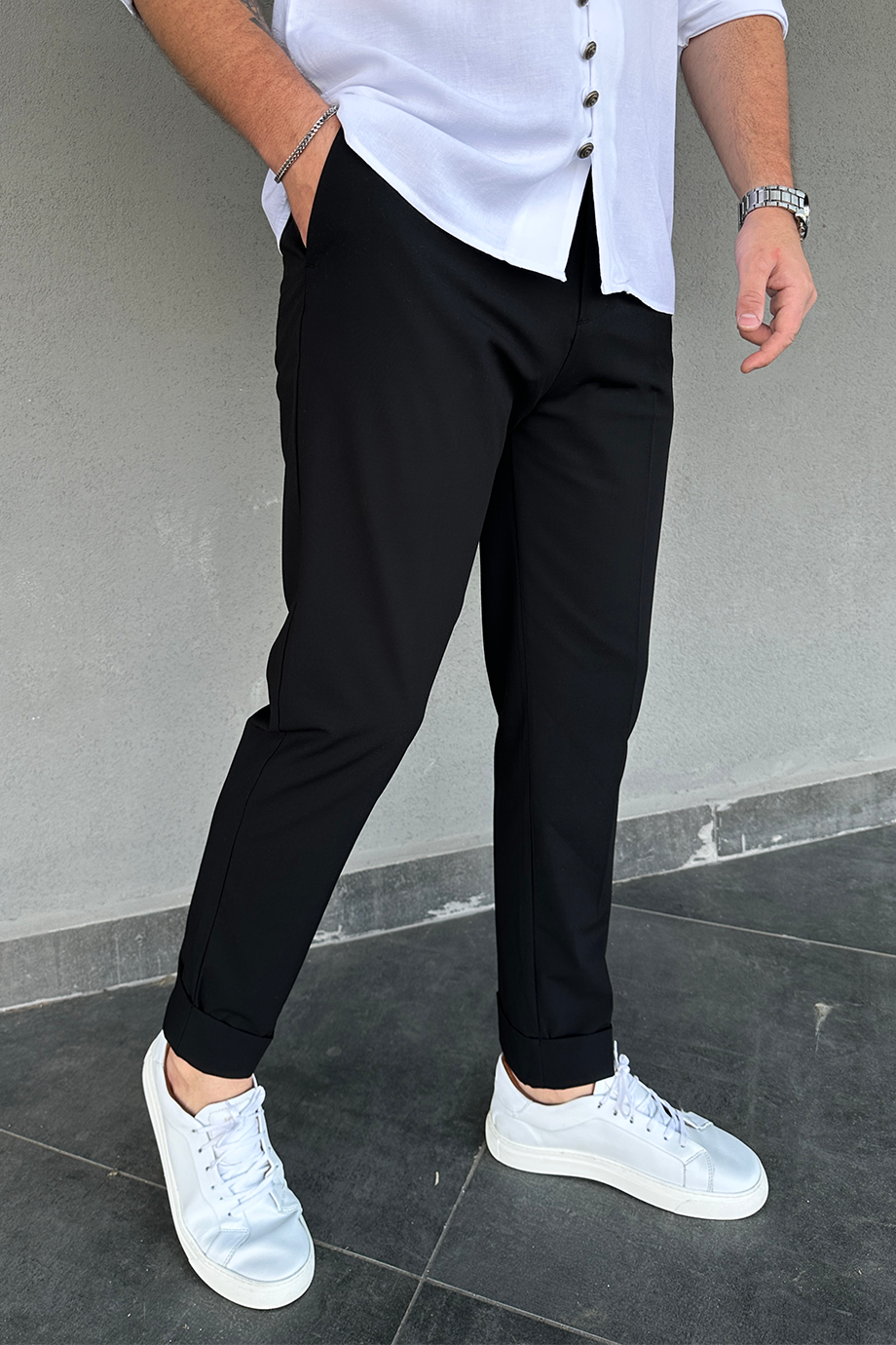 İTALYAN KESİM DOUBLE PAÇA PREMİUM SİYAH PANTALON