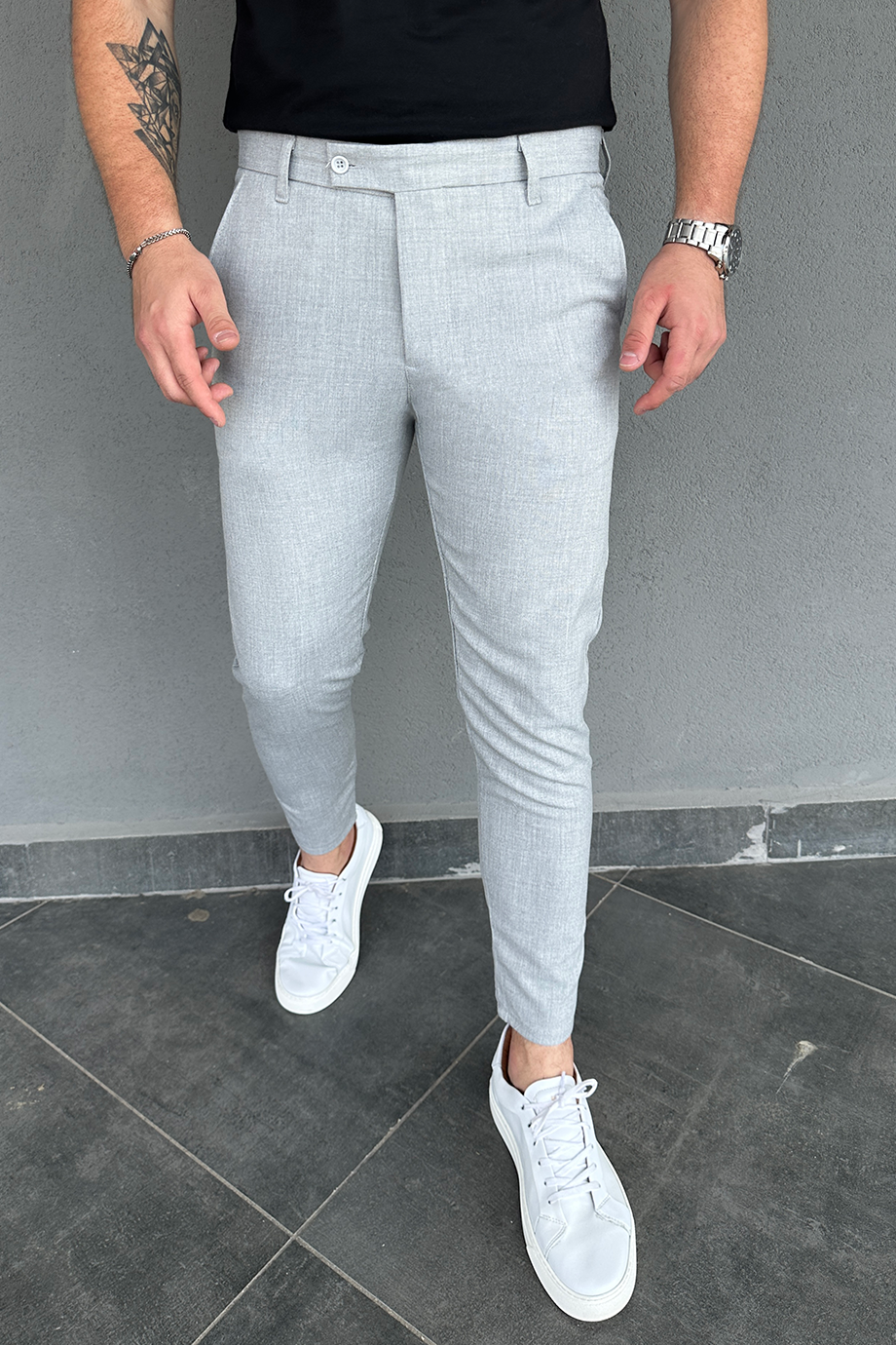 İTALYAN KESİM GRİ FULL LİKRALI KUMAŞ PANTALOM