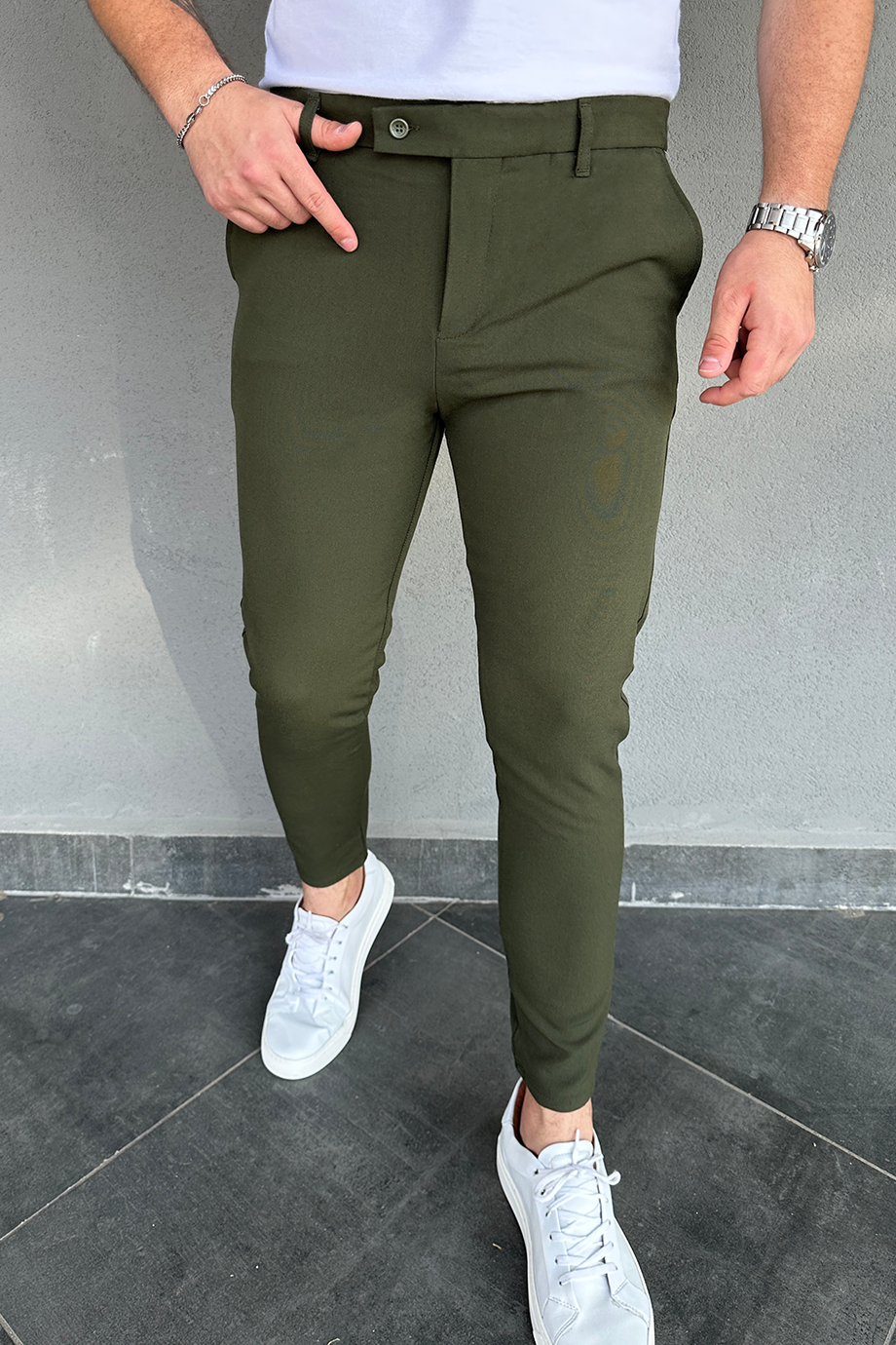 İTALYAN KESİM HAKİ FULL LİKRALI KUMAŞ PANTALON