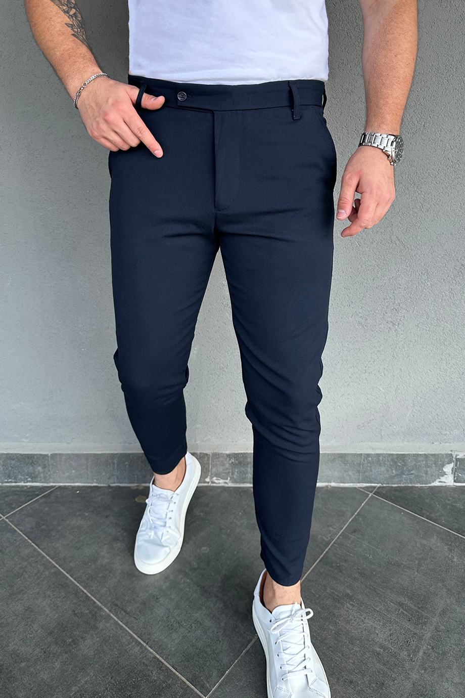 İTALYAN KESİM LACİVERT FULL LİKRALI KUMAŞ PANTALON