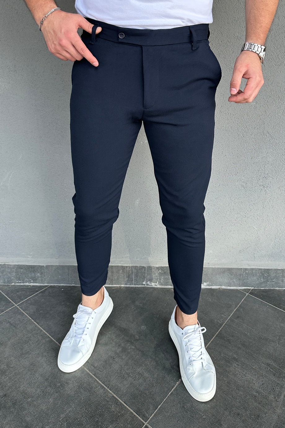 İTALYAN KESİM LACİVERT FULL LİKRALI KUMAŞ PANTALON