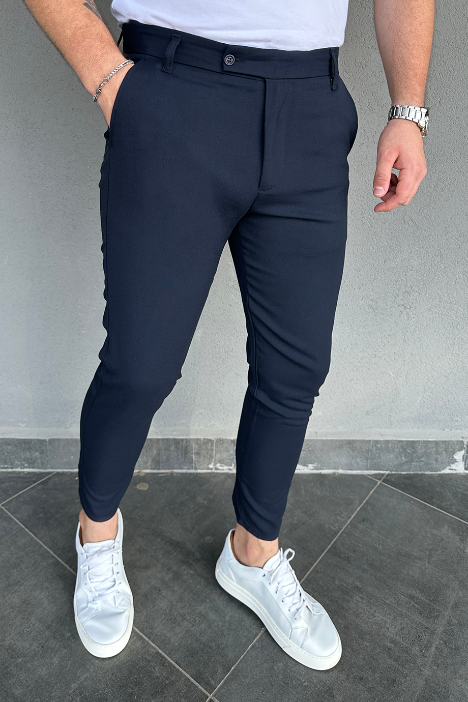 İTALYAN KESİM LACİVERT FULL LİKRALI KUMAŞ PANTALON