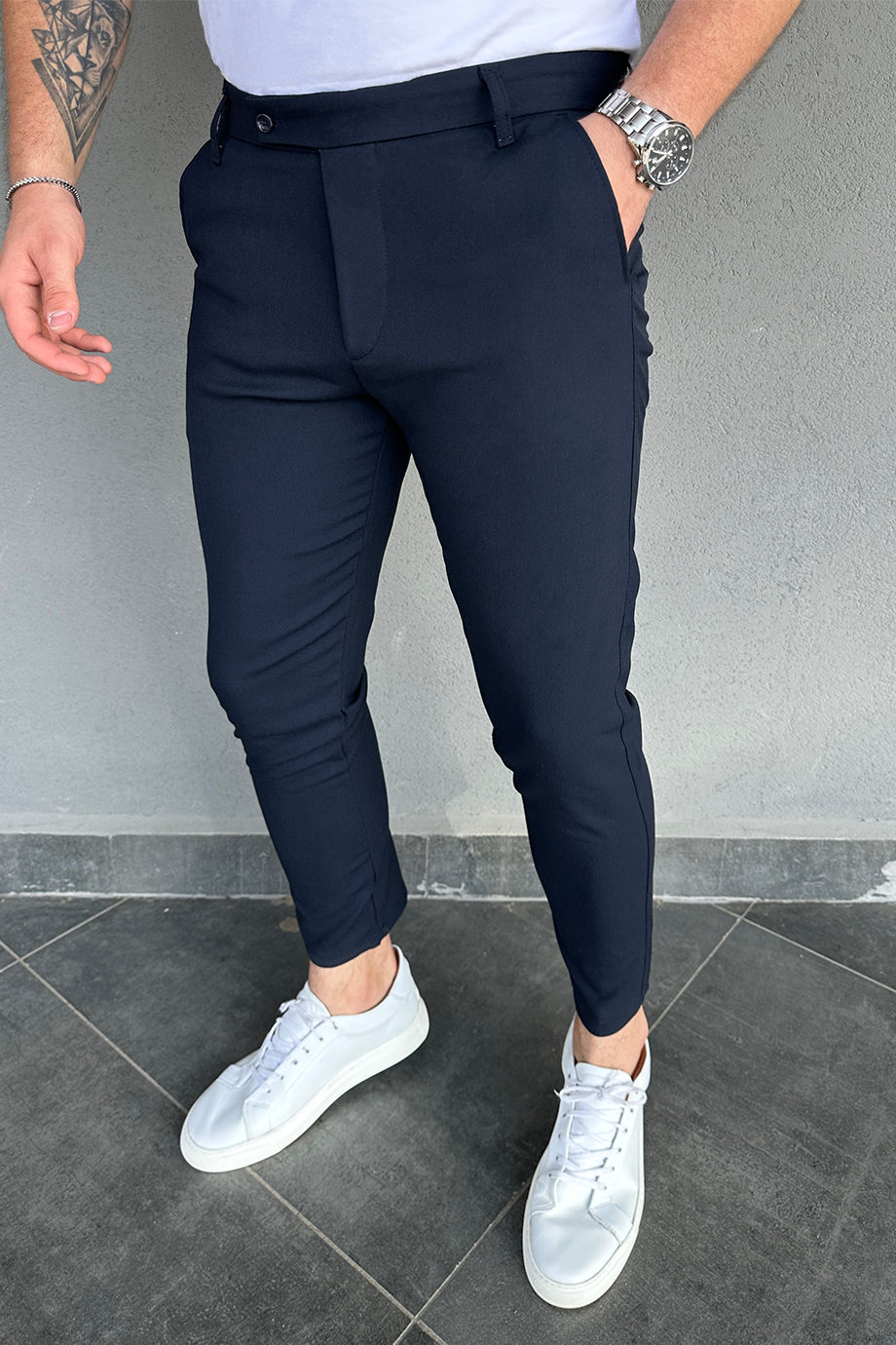 İTALYAN KESİM LACİVERT FULL LİKRALI KUMAŞ PANTALON
