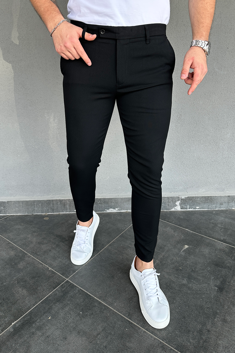 İTALYAN KESİM SİYAH FULL LİKRALI KUMAŞ PANTALON