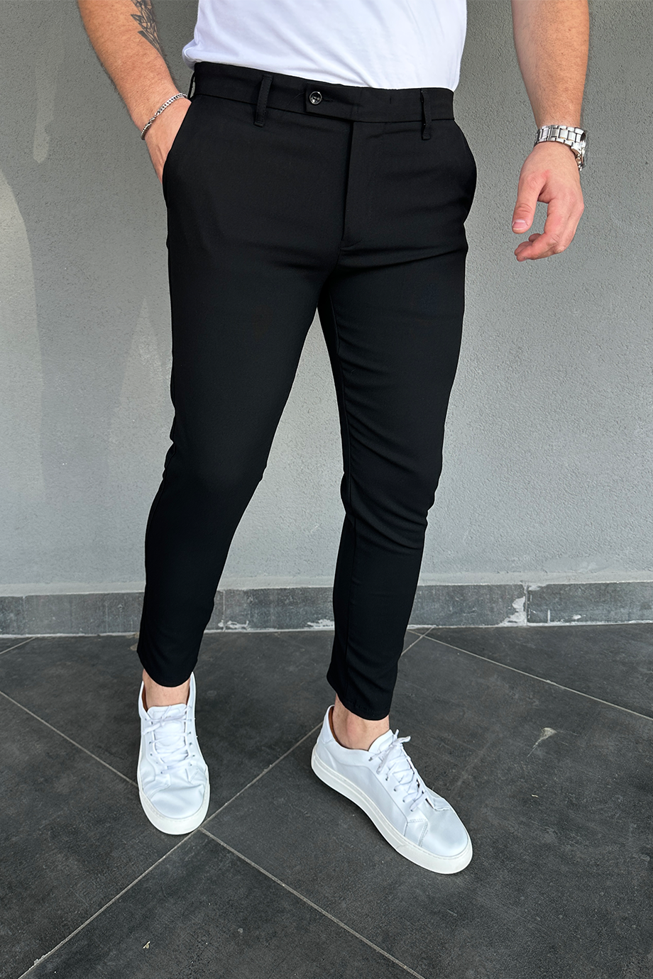 İTALYAN KESİM SİYAH FULL LİKRALI KUMAŞ PANTALON