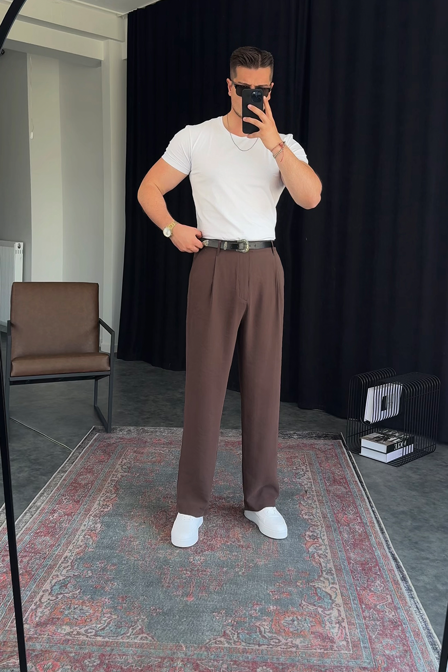 KAHVE MODAL KUMAŞ BAGGY PANTALON