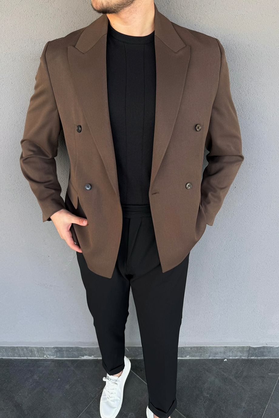 KAHVE PREMİUM KRUVAZE CEKET