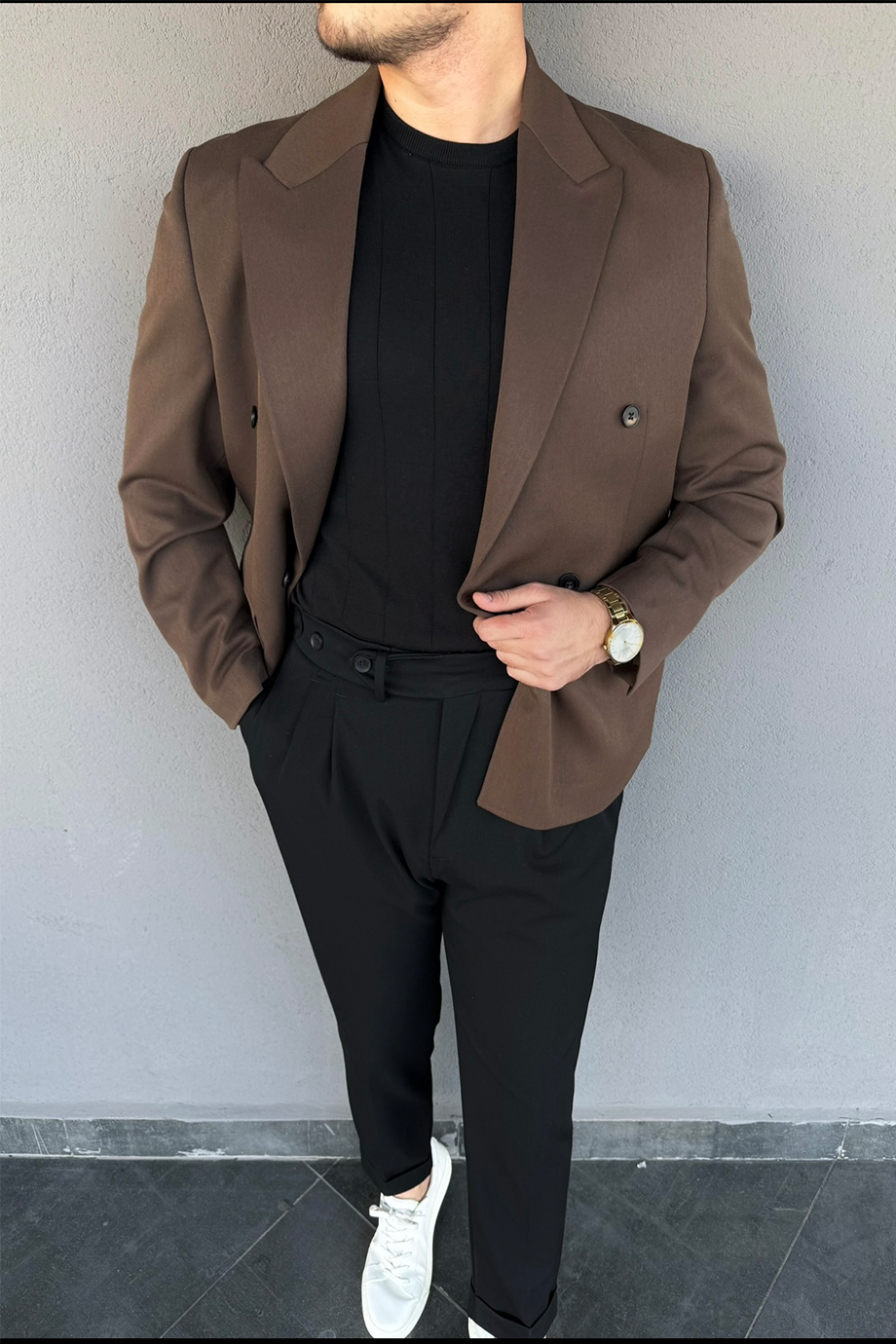 KAHVE PREMİUM KRUVAZE CEKET