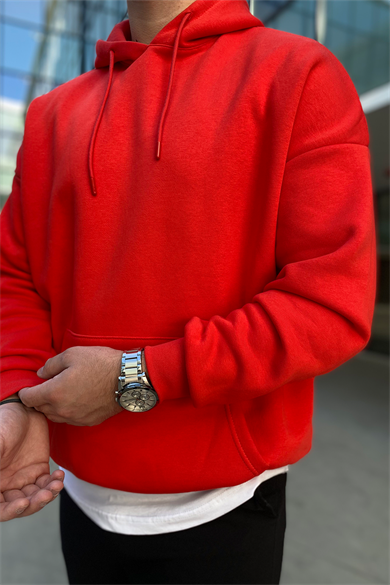 KIRMIZI OVERSİZE BASİC SWEATSHİRT