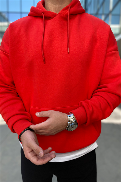 KIRMIZI OVERSİZE BASİC SWEATSHİRT