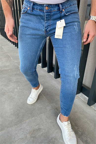 KOT RENGİ LAZERLİ SLİM-FİT PANTALON