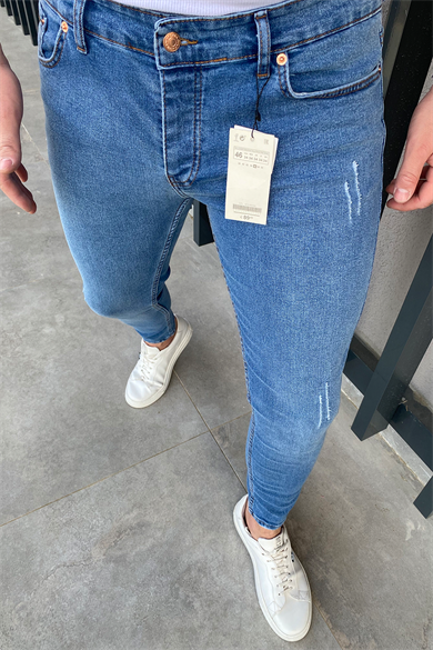 KOT RENGİ LAZERLİ SLİM-FİT PANTALON