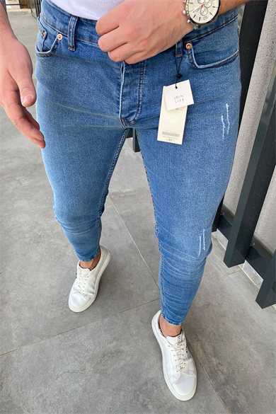 KOT RENGİ LAZERLİ SLİM-FİT PANTALON