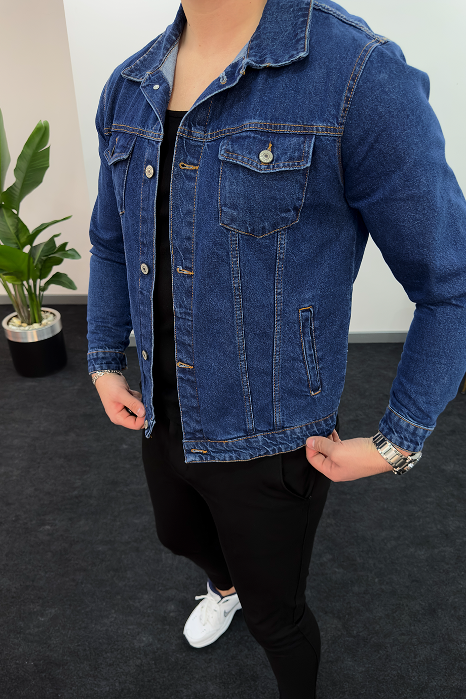 KOYU KOT RENGİ KOT CEKET