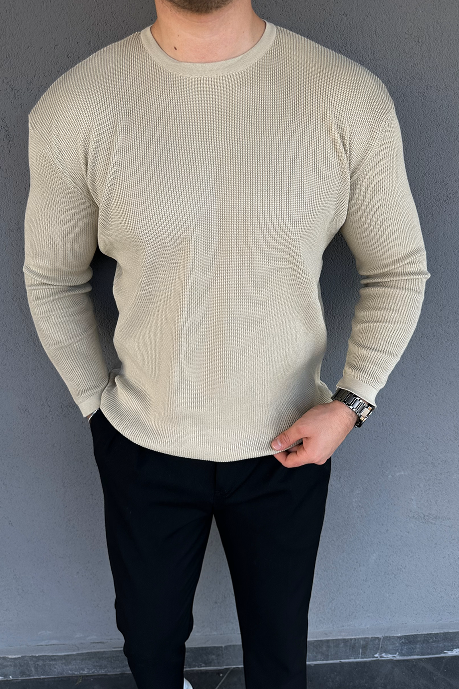 KUM BEJİ ÖRME KAZAK