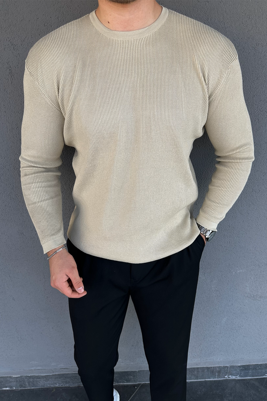 KUM BEJİ ÖRME KAZAK